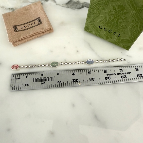 GUCCI 753442 Silver Bracelet Boule Tag 3 Color Chain - Picture 8 of 9